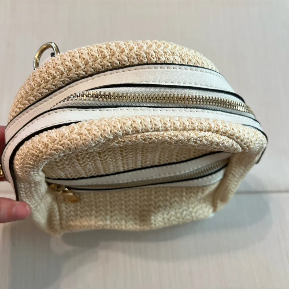Raffia knit mini convertible backpack purse NWOT